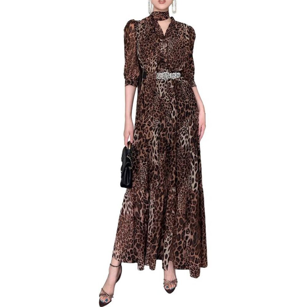 Burryco Womens Short Sleeve Maxi Dress, Brown
